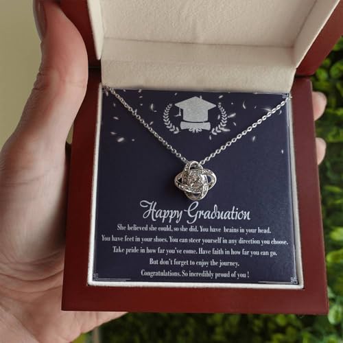 VIRAGIL 2023 Graduation Gifts for Her, Class of 2024 Love Knot Sterling Silver Pendant Necklace Senior College Graduation Jewelry Gifts for Girl Daughter - Image 4
