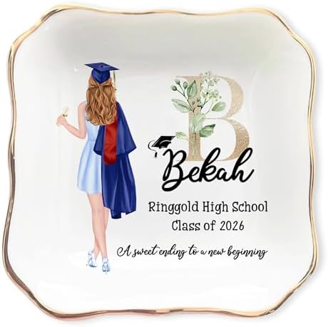 Personalized Graduation Gifts Jewelry Dish, Customized High School University Graduate Class of 2026 Gift, Custom Grad Gifts for Daughter Granddaughter 2026 by ZISOL26HZ