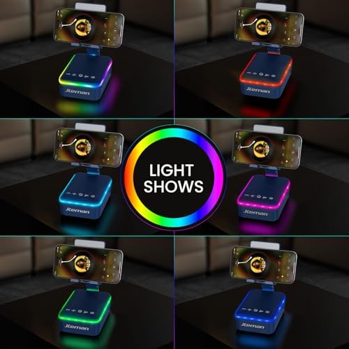 JTEMAN Gifts for Men Women,Cell Phone Stand with Bluetooth Speaker,LED Light,and Lanyard,Cool Tech Gadgets,Unique Birthday Gifts for Men Husband Mom Dad-Blue - Image 4