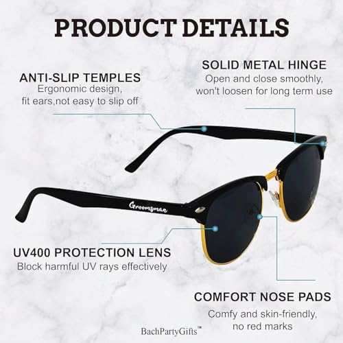 Groomsmen Sunglasses for Men - Wedding Sunglasses for Groomsman Proposal Gifts, Bachelor Party Favors - Image 3