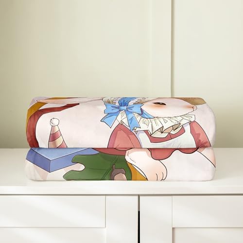 Erosebridal Bunny Flannel Blanket Queen Inch Easter Eggs Fleece Blanket Dice Rose Basket Bowknot Fuzzy Plush Throw Fairytale Mirror Floral Geometric Living Room Decor - Image 4