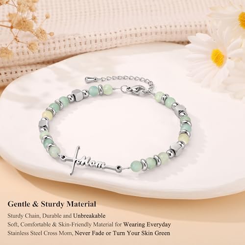 Gifts for Women Faith Cross Bracelet, Unique Amazonite Bracelets for Women - Image 3