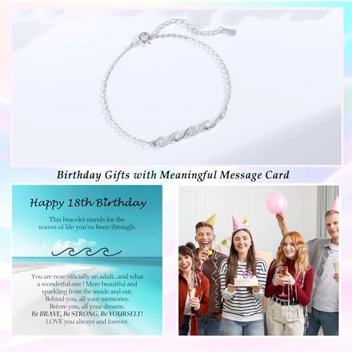 Gifts for Women, Cool Waves Bracelet Christmas Birthday Gift for Happy Birthday 21st, 30th, 40th, 50th, 60th Birthday Gift Ideas for Women Ladies Bestie Friend Sister Mom Daughter Wife Grandma - Image 2