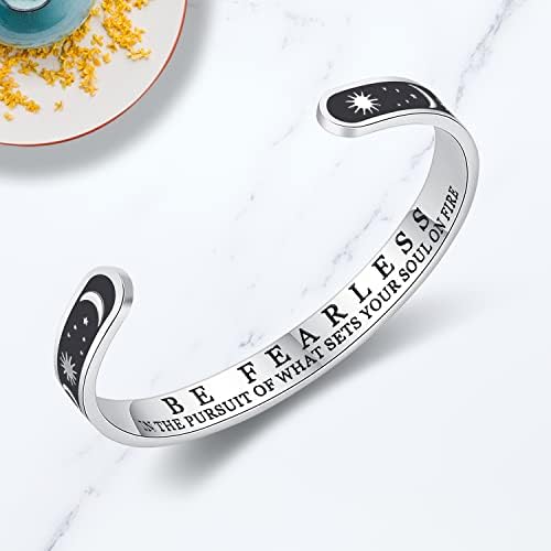TONY & SANDY Inspirational Bracelets for Women Teen Girls Personalized Gifts for Daughter Granddaughter Mom Sister Friends Stainless Steel Engraved Cuff Birthday Easter Christmas - Image 2