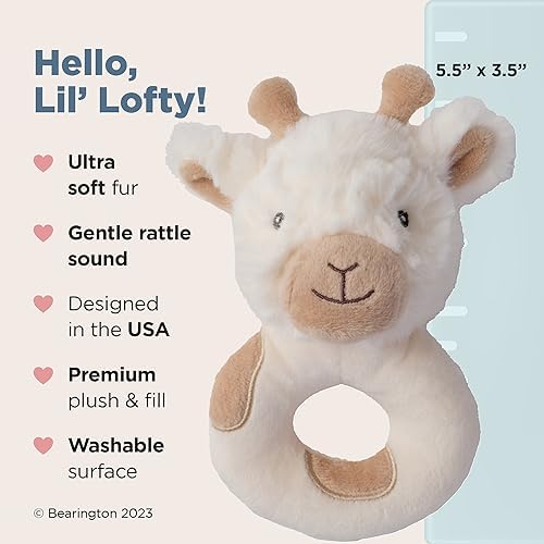 Bearington Collection Lil' Lofty 5.5 in Giraffe Baby Rattle - Baby Wrist Rattles - Plush Rattles Gift for Newborn - Image 2