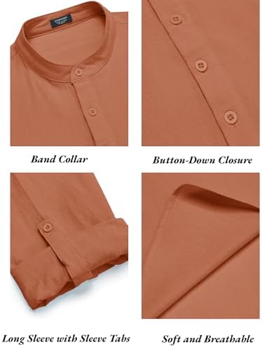 COOFANDY Men’s 2 Piece Cotton Linen Set Casual Beach Outfits Long Sleeve - Image 4