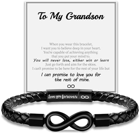 Leather Bracelet Gifts for Men, To My Son Bracelet Fathers Day Bracelet Gifts Dad Grandpa Love You Forever Engraved Birthday Valentines Graduation Gift Infinity Knot Jewelry by Sistble