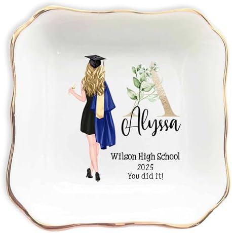 Personalized Graduation Jewelry Dish - Customized High School Graduate 2026 Gifts - Custom Graduation Gift for Her 2027 by ZISOL26HZ