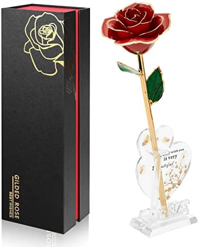 Anthonic Gold Dipped Infinity Rose Last Forever Flower Decor, Birthday Gift for Women in Her Birthday Valentines Day Mothers Day, Resin Preserved Rose | Anniversary Present for Mom (Red) by Anthonic