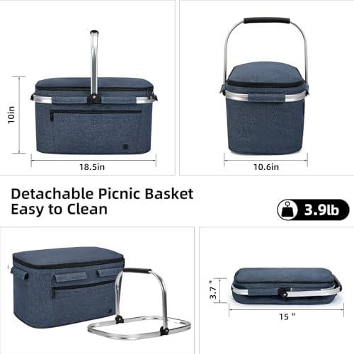 ALLCAMP Picnic Basket, 2 Ice Boxes, 32L Insulated Cooler Foldable, Thick - Image 2