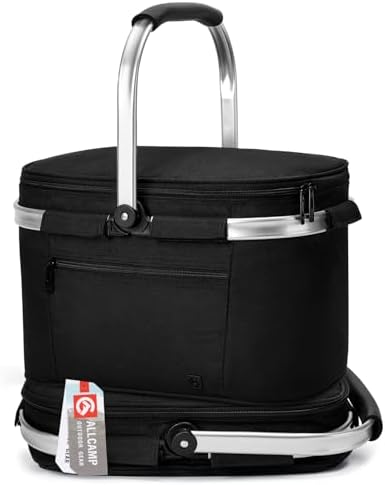 ALLCAMP Picnic Basket, 22L Insulated Cooler Foldable, Thick, Black by ALLCAMPOUTDOORGEAR