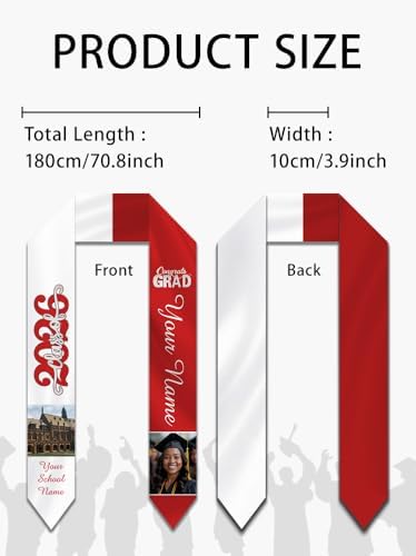 Personalized Graduation Stole Sash Custom Class of 2026 Congratulation Graduation Gifts with Photo - Image 3