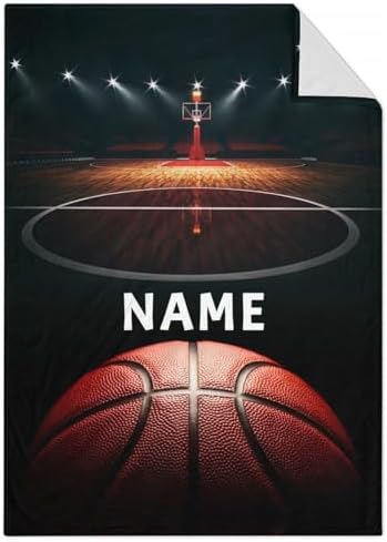 Mercuryelf Custom Basketball Throw Blanket - Soft, Fuzzy & Warm - 30x40 Inches Small Blankets for Lap, Crib - Black Sports Throws Gift for Basketball Lovers by Mercuryelf