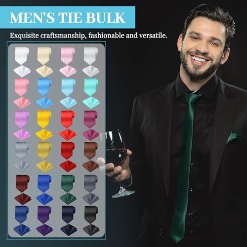 Zhanmai 48 Pcs Mens Ties and Pocket Square Set Satin - Image 5