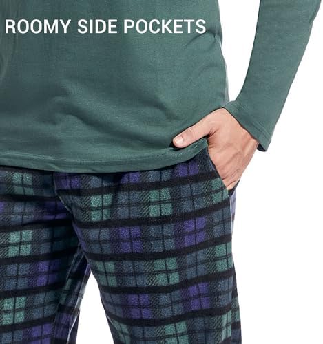 DG Hill Mens Pajama Pants - Pajamas Set Flannel PJ Pants for Men Cotton Top - Image 4
