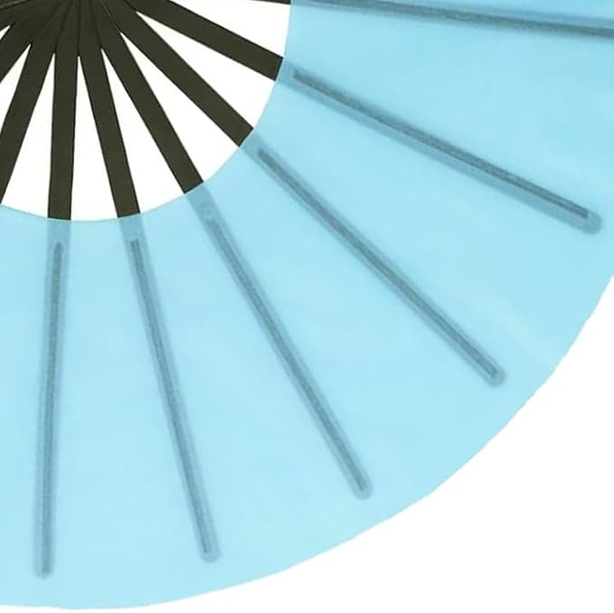 Huralona 5 Pack Large Folding Hand Clap Fan Fabric Rave Popping Fans Chinese Kung Fu Tai Chi Hand Fan Festival Dance Gift Performance Decorations (Lake Blue)