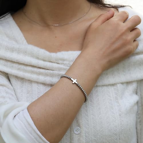 RZKING Graduation Gifts for Women, Dainty Silvery Beaded Bracelet for Women - Image 5