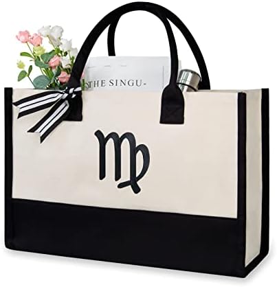 TOPDesign Personalized Initial Canvas Beach Bag, Monogrammed Gift Tote Bag for Women by TOPDesign
