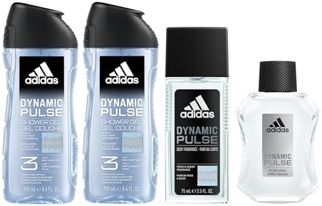 Adidas Dynamic Pulse Aftershave Giftset - 1.6 fl oz EDT + 2.5 fl oz + 8.4 fl oz + 13.5 fl oz Shower Gel, Notes of Mint, Apple, and Wood, Men's Fragrance, Long Lasting, Sporty - Image 2