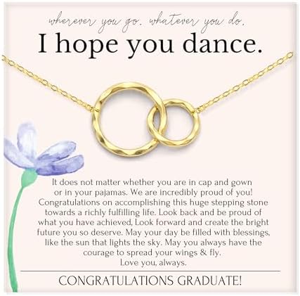 HOPE LOVE SHINE Graduation Jewelry for Her, 2 Interlocking Rings Necklace with Message Card, Gift Card and Jewelry Box by HopeLoveShine