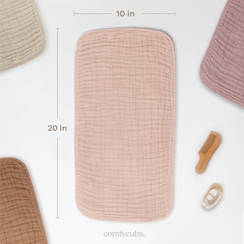 Comfy Cubs Muslin Burp Cloths 20x10" 10 Pack, Baby Burp Cloths - Blush - Image 3