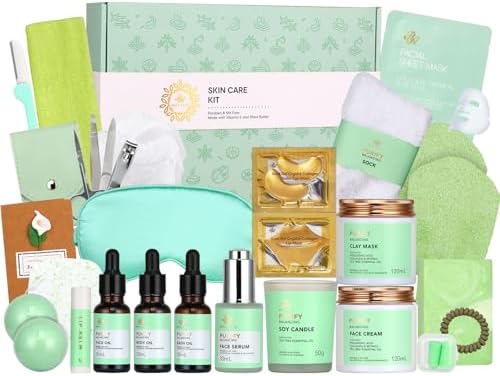 30 Pcs Mother's Day Gift for Mom, Facial Skin Care Set for Men & Women, Self-Care Home Spa Gift Basket Set, Tea Tree Essential Oil, Dad, Bath & Body Gift Set, Christmas, Anniversary, Birthday, Wife by RAROSAACCA