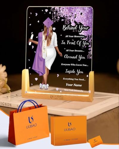 Personalized Name Graduation Gifts Custom Night Light LED Table Lamp Portrait Creator for Her 2026 University High School Keepsake(Girl D) by UUBAO