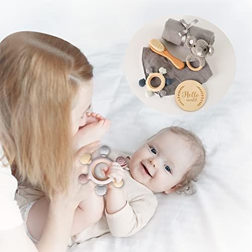 EERKEOD Baby Gift Set for Newborn New Baby Gift Set - Newborn Baby Essentials Baby Bath Set with Baby Blanket Baby Rattle - New Born Baby Girls Gift & Baby Boy Gifts for Baby Shower - Image 6