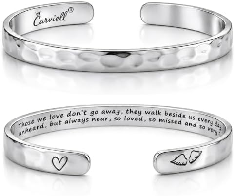 Carviell Bracelets for Women – 100+ Meaningful Engraved Messages – Solid 316L Surgical Stainless Steel Cuff Bracelet – Gift Ready by Carviell