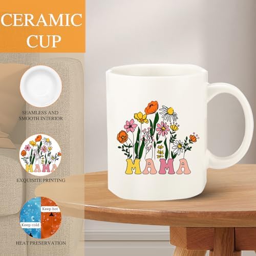 DHQH Mother’s Day Gifts for Mom from Daughter Son, Mama Birthday Gifts Set, 11oz Coffee Mug with Tote Bag, Mama Necklace for Women - Image 3
