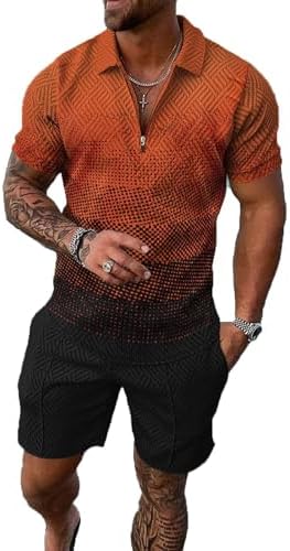 BIRW Men‘s Track Suits 2 Piece Summer Short Sets Outfits Fashion Polo Shirt Casual Short Sleeve and Shorts set by BIRW