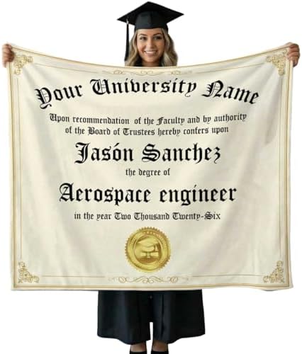 BYFDIY Custom Graduation Blanket 2026 Fleece Personalized Name Throw Blanket with Certificate Design High School College Grad Keepsake Gift for Graduates Her Him Senior Daughter Son 50"×60" by BYFDIY