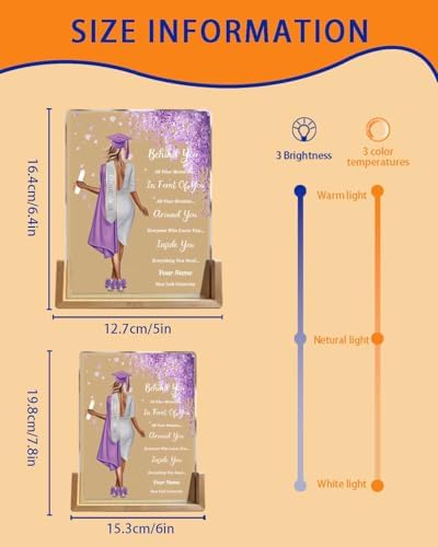 Personalized Name Graduation Gifts Custom Night Light LED Table Lamp Portrait Creator for Her 2026 University High School Keepsake(Girl D) - Image 3