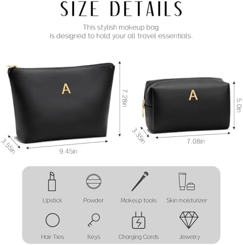 Gifts for Women Girls Personalized Initial Travel Makeup Bag - Image 4