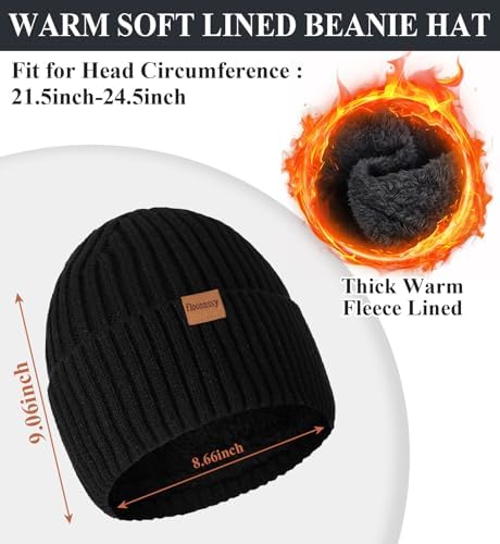 floconssy Men's Winter Hat Scarf Gloves Set of 3, Knit Thermal Combo Gifts - Image 2