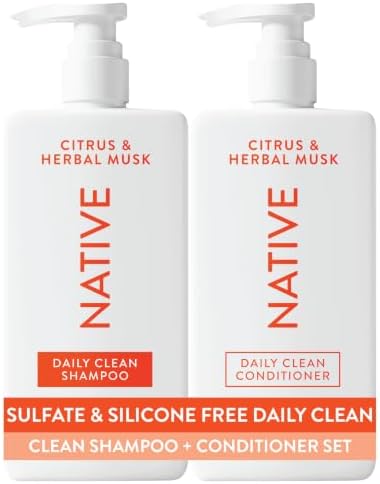 Native Shampoo and Conditioner contain Naturally Derived Ingredients | All Hair Types, Color & Treated, Fine to Dry Damaged | Sulfate & Dye Free | Citrus & Herbal Musk, 16.5 fl oz each (2 pack) by Native