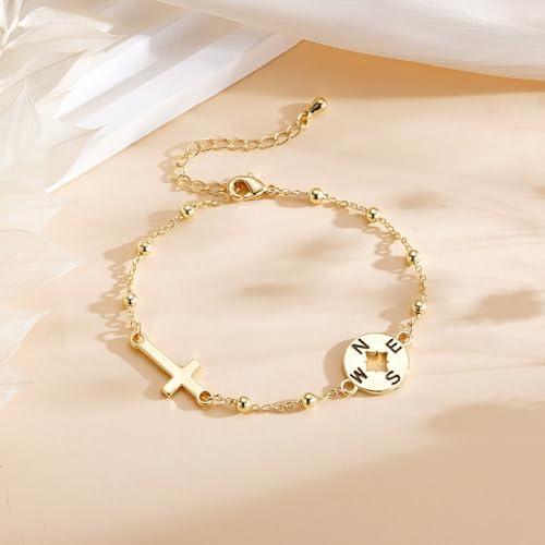 Gnamy Class of 2026 Graduation Gift for Her, Adjustable Compass Cross Bracelet College Middle High School University Graduation Gifts for Women Girls Teenage Teens - Image 2
