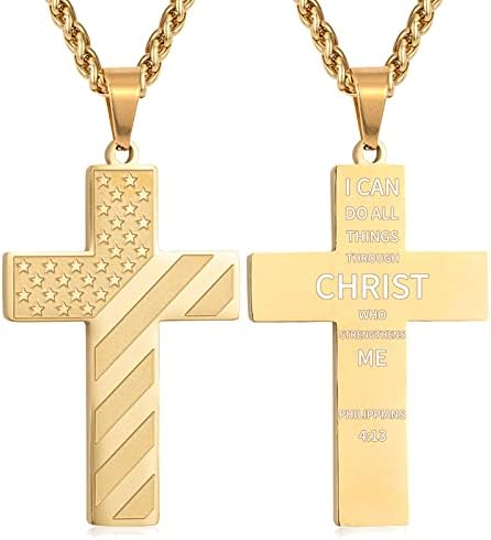 DuoDiner 18+2" Cross Necklace for Men Boys Christian Confirmation Gifts by Duodiner