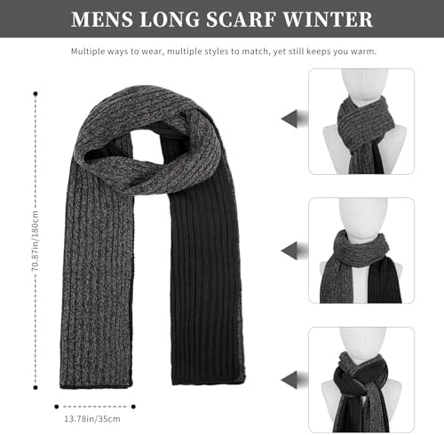 Winter Beanie Hats Long Neck Scarf for Men and Touchscreen Gloves 3PCS Set - Image 5