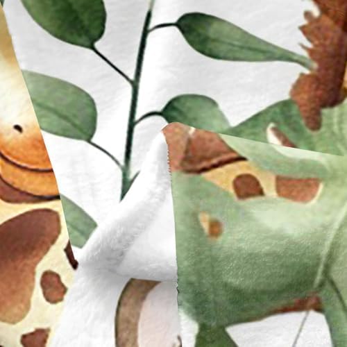 Erosebridal Giraffe Elephant Flannel Blanket Baby 30x40 Inch Cheetah Zebra Fleece Blanket Board Botanical Leaves Fuzzy Plush Throw Flowers Cute Animals Living Room Decor - Image 3