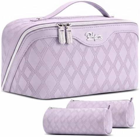 BOYATU Travel Makeup Bag Organizer: 3 Pcs Cosmetic Bag Set for Women Purple by BOYATU
