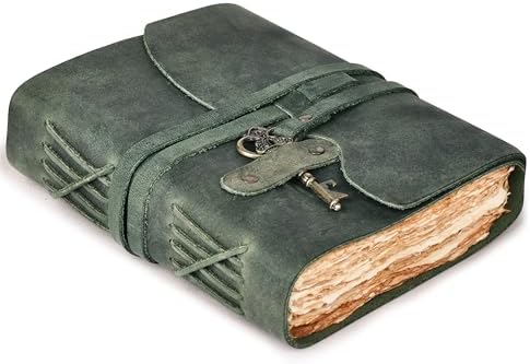 LEATHER VILLAGE Antique Journal Key Lock, Teal 13x8. by LeatherVillage