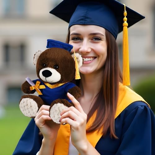 Bear with Graduation Cap Toys Class of 2026 Plush Stuffed Teddy Bear Animal Dog Cap and Gown with Greeting Card and Bag for Graduation Day Gift(Royal Blue) - Image 3