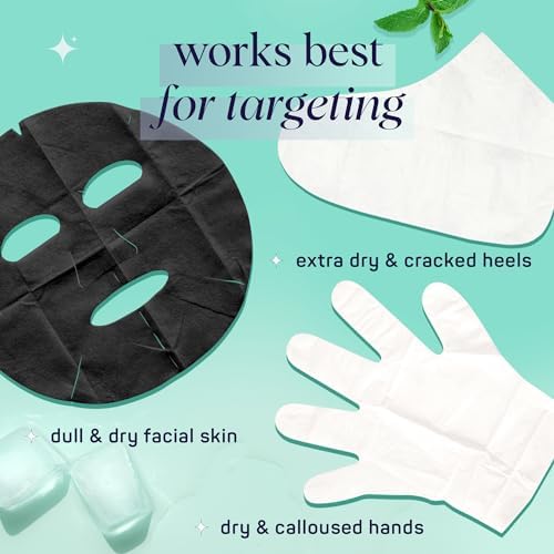 SpaLife Men's Cooling Mint Hand Moisturizing Gloves, Booties, and Face Masks | Revitalizing & Hydrating Hand Mask for Softening Dry, Cracked Skin | One Size Fits Most | 12 Pack - Image 4