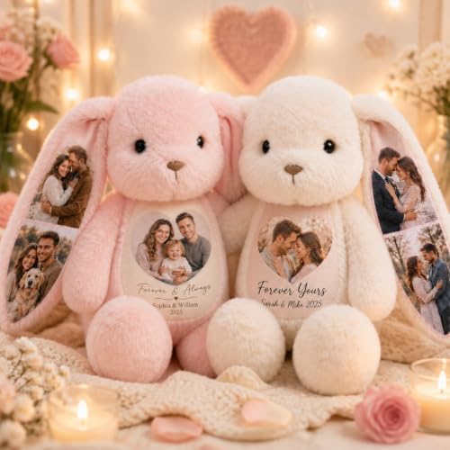 Custom Wedding Photo Bunny Stuffed Animal-Personalized with Picture & Text - Image 6