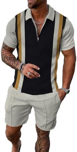 BIRW Men‘s Track Suits 2 Piece Summer Short Sets Outfits Fashion Polo Shirt Casual Short Sleeve and Shorts set by BIRW