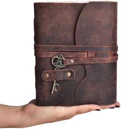 LEATHER VILLAGE Green Leather Journal Key Lock, Fuchsia 10x7. - Image 2