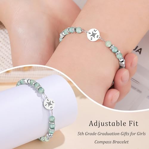 JoycuFF Graduation Gifts for Her Class of 2026 College High School 5th 8th Grade Preschool College Middle School Teen Girls Graduation Gifts The Adventure Begins Compass Bracelets for Women - Image 2