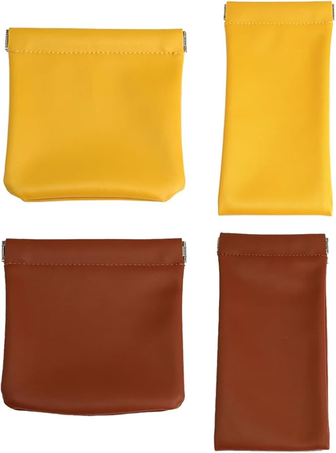 4 Pcs Leather Pouch for Purse, Snap Closure Self-Sealing Cosmetic Bag, Mini Waterproof Organizer for Makeup, Coins, Jewelry, Eyeglasses (C, Mixed sizes)