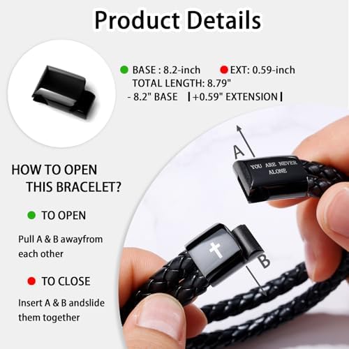 Christian Bracelet for Men, Bible Verse Leather Cross Gift for Men - Image 4